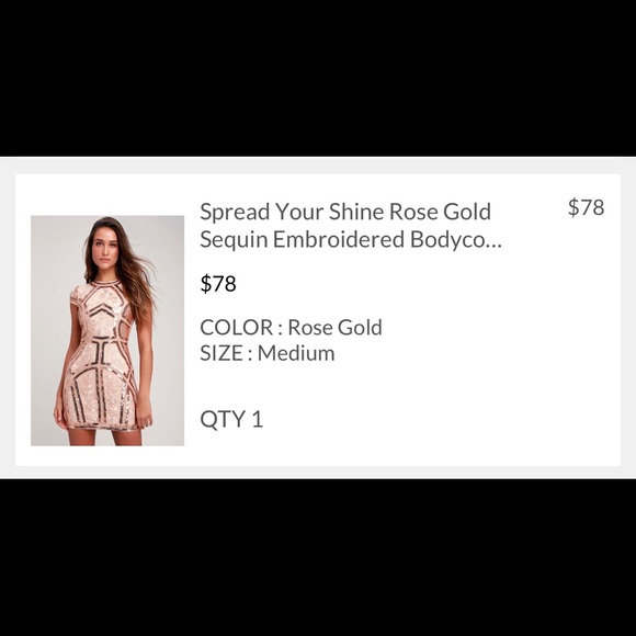 Rose gold sequined dress sz M - Picture 4 of 4
